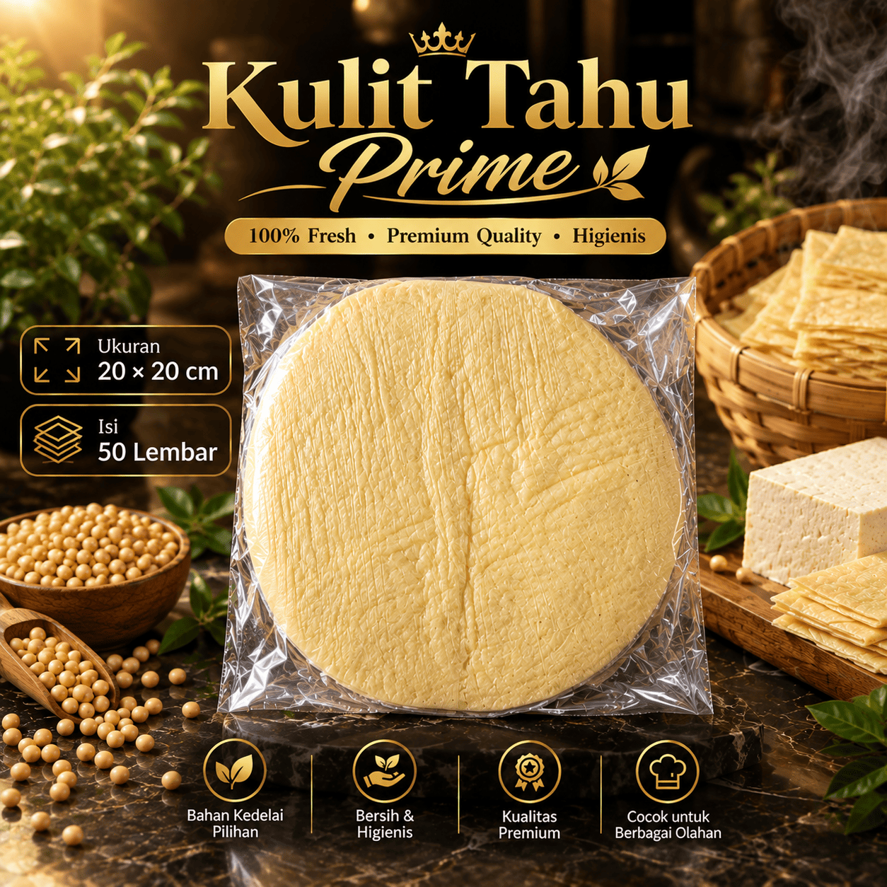 Kulit Tahu Lingkaran 20x20 cm